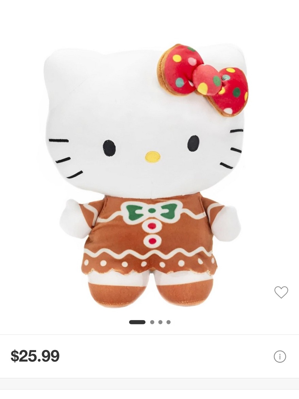Hello Kitty Plush by Hello Kitty - White with Brown Outfit and Red Polka-Dot Bow